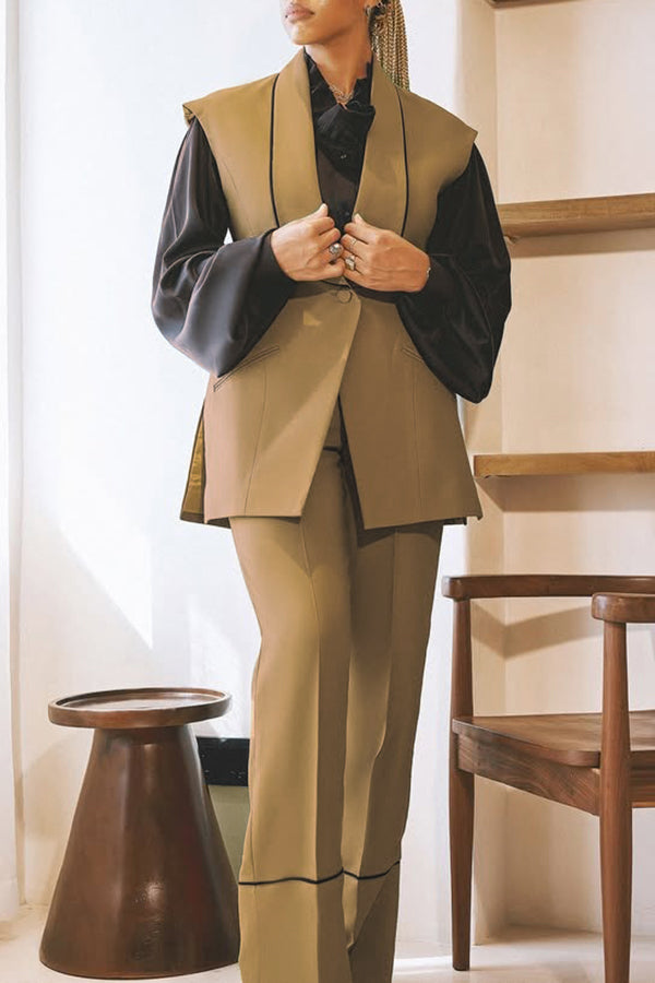 Chic Shawl Collar Vest & Pants Set