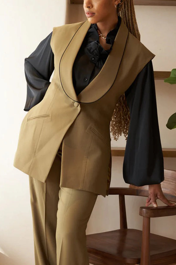 Chic Shawl Collar Vest & Pants Set