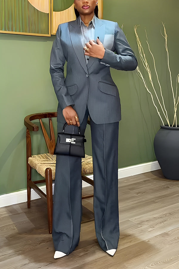 Retro Colorblock Blazer & Pants Set