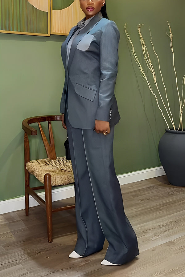 Retro Colorblock Blazer & Pants Set