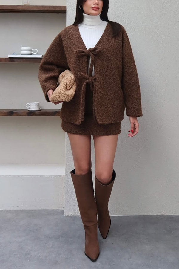 Fashion Lace Up Sherpa Jacket