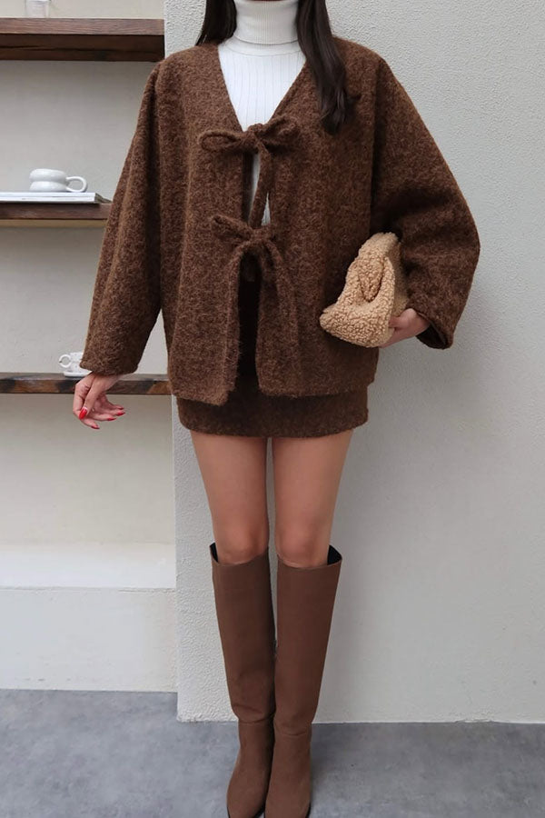 Fashion Lace Up Sherpa Jacket