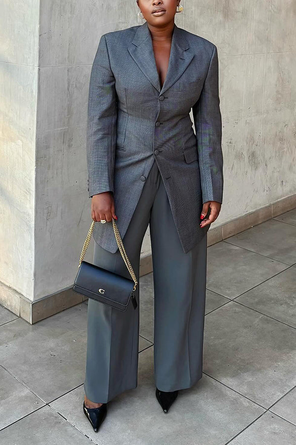 Chic Lapel Neck Button Up Blazer