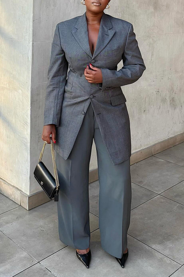 Chic Lapel Neck Button Up Blazer