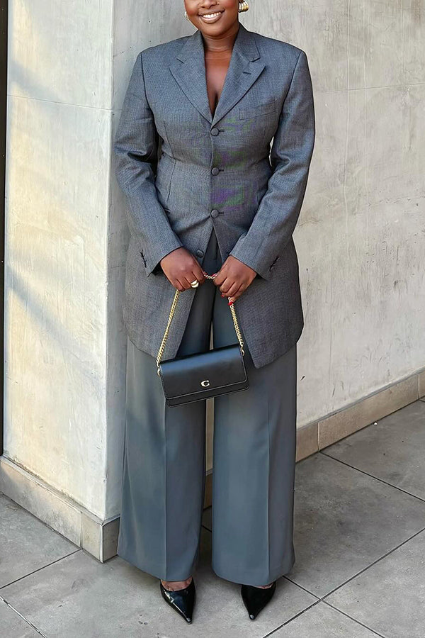 Chic Lapel Neck Button Up Blazer