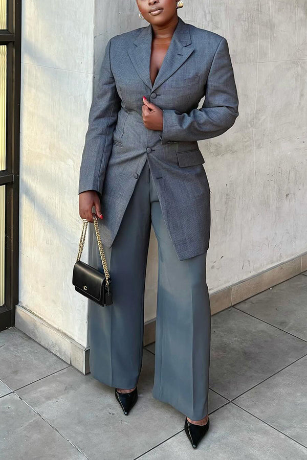 Chic Lapel Neck Button Up Blazer