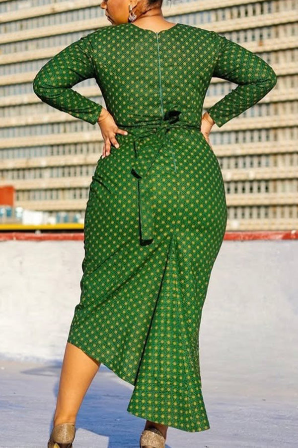 Elegant Graphic Print Single Breasted Dress