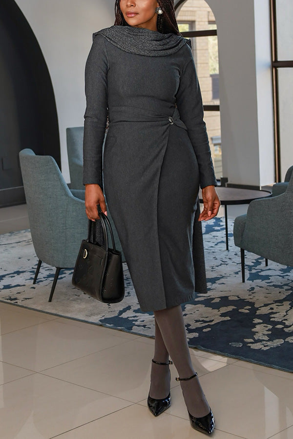 Retro Metal Buckle Side Dress