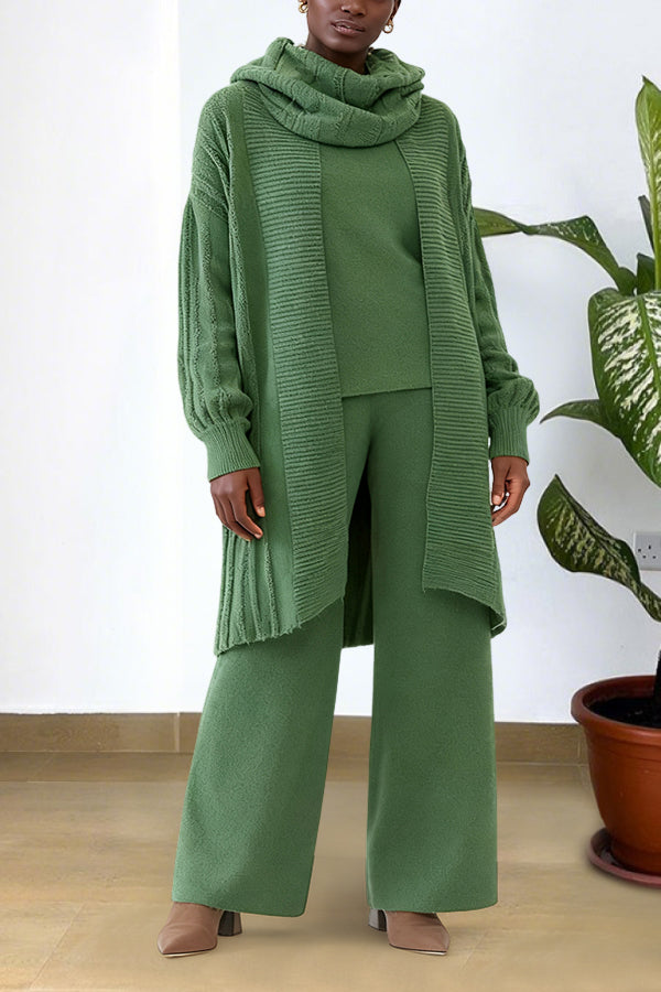 Vintage Cable Knit Scarf & Cardigan Set