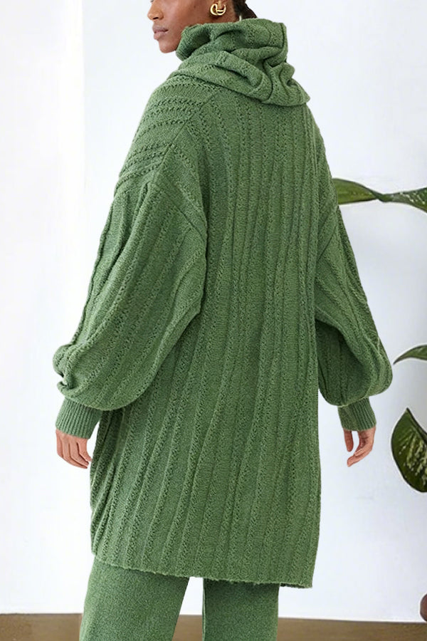 Vintage Cable Knit Scarf & Cardigan Set