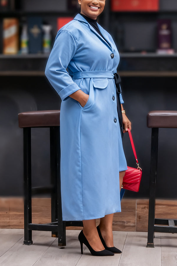 Chic Asymmetrical Hem Belted Coat