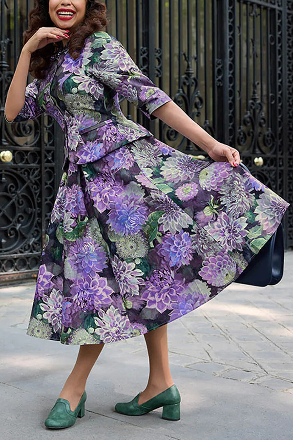 Chic Floral Patterned Top & Skirt Set