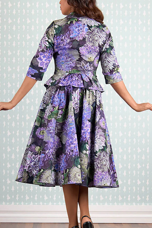 Chic Floral Patterned Top & Skirt Set
