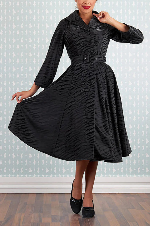 Fashion Zebra Print Double Breasted Dress