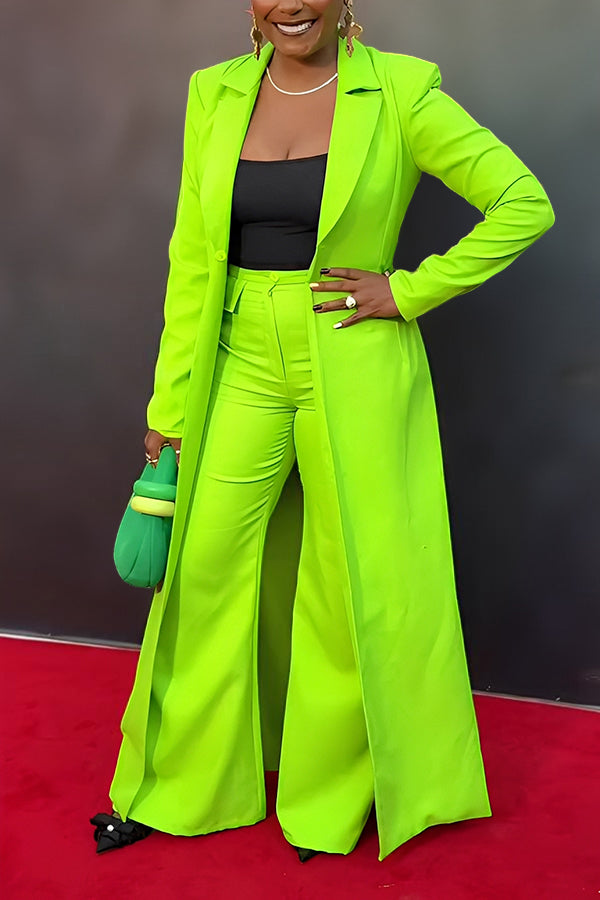 Chic Split Thigh Coat & Pants Set 