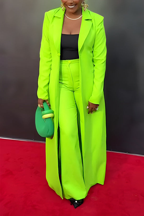 Chic Split Thigh Coat & Pants Set 