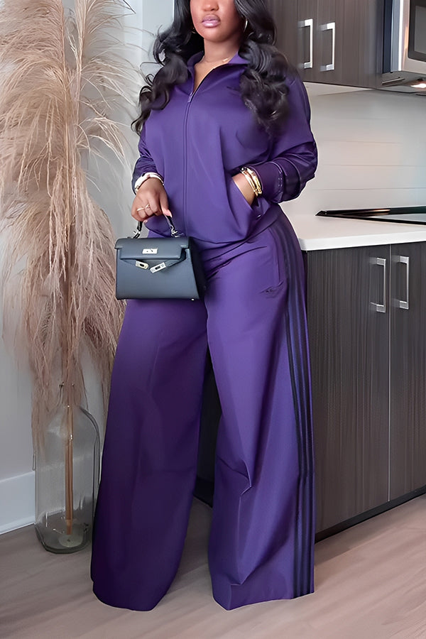 Fashion Side Striped Top & Pants Set