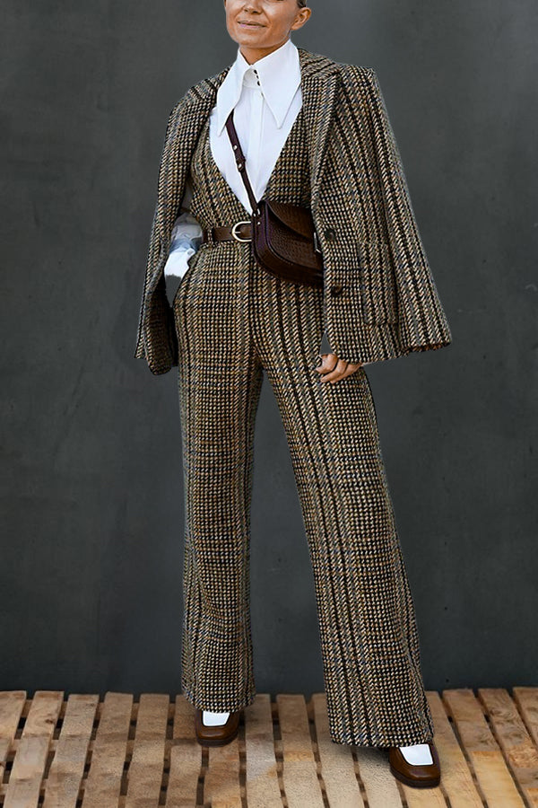 Vintage Houndstooth Blazer & Jumpsuit Set