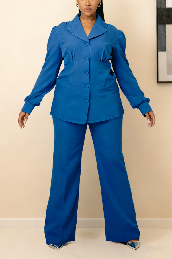 Chic Lapel Neck Shirt & Pants Set