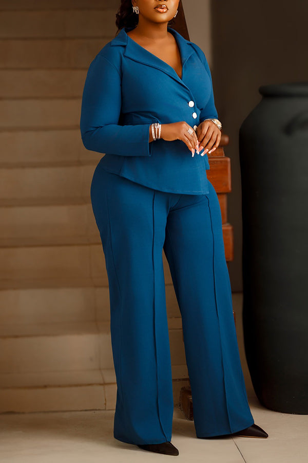 Chic Single Breasted Blazer & Pants Set