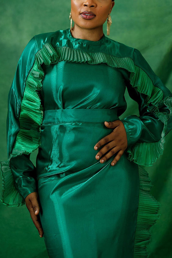 Chic Pleated Top & Skirt Set