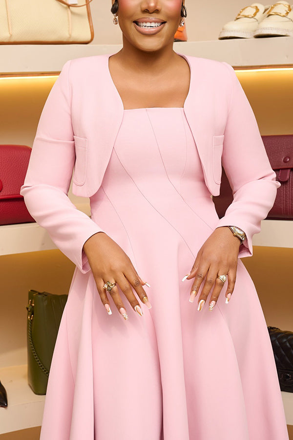 Elegant Short Blazer & Party Dress Set