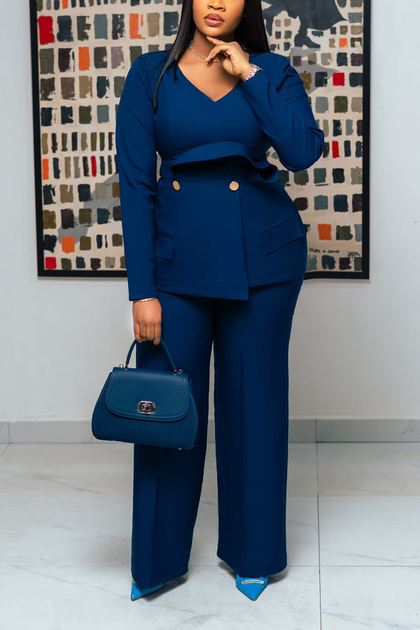 Chic Asymmetrical Hem Top Pants Set