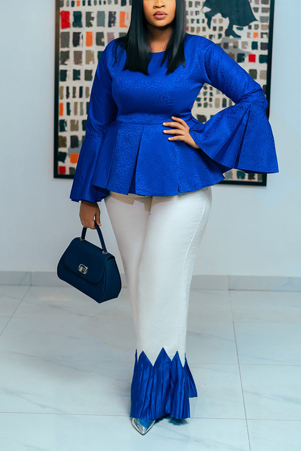 Chic Trumpet Sleeve Top & Pants Set