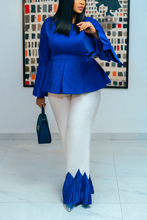 Chic Trumpet Sleeve Top & Pants Set