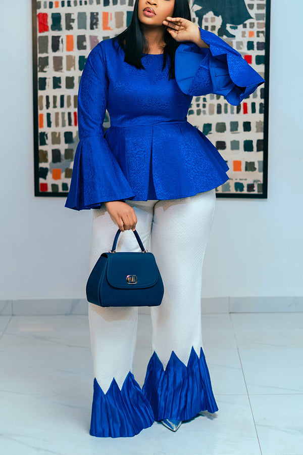 Chic Trumpet Sleeve Top & Pants Set