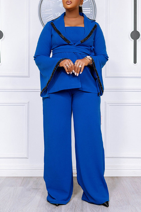 Chic Trumpet Sleeve Top & Pants Set