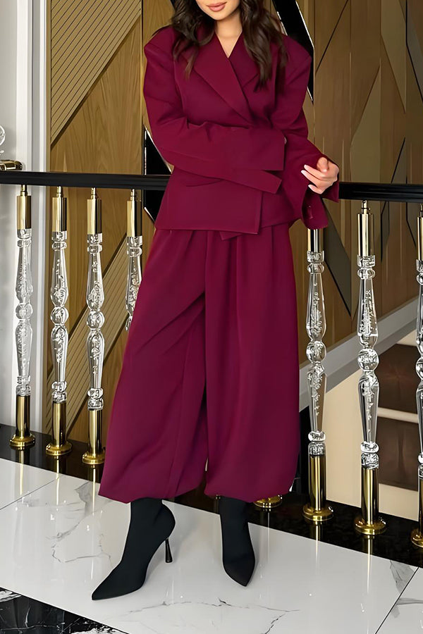 Fashion Side Breasted Blazer & Tucked-in Bloomers Set