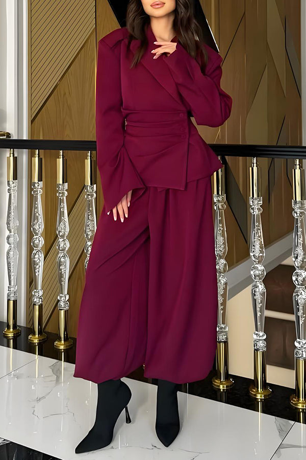 Fashion Side Breasted Blazer & Tucked-in Bloomers Set