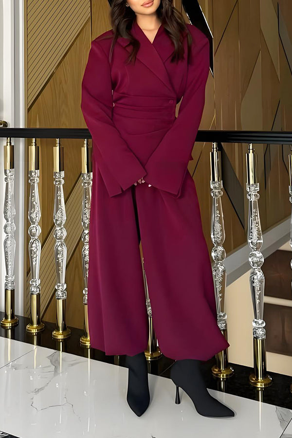 Fashion Side Breasted Blazer & Tucked-in Bloomers Set