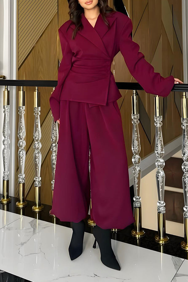 Fashion Side Breasted Blazer & Tucked-in Bloomers Set