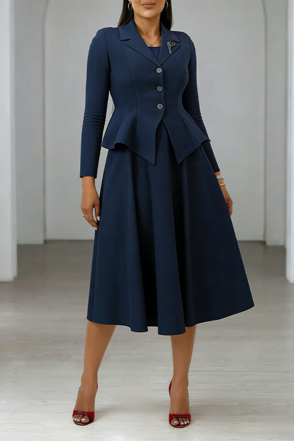 Retro Ruffle Hem Blazer & Dress Set