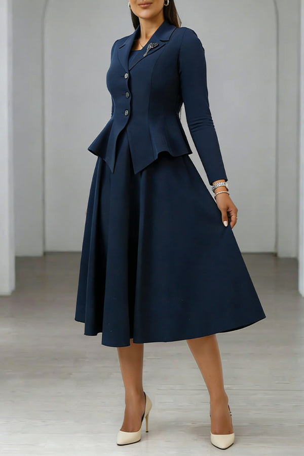 Retro Ruffle Hem Blazer & Dress Set