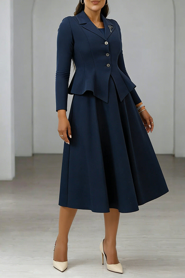 Retro Ruffle Hem Blazer & Dress Set