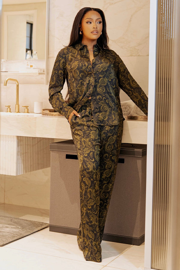 Vintage Paisley Print Pajama Set