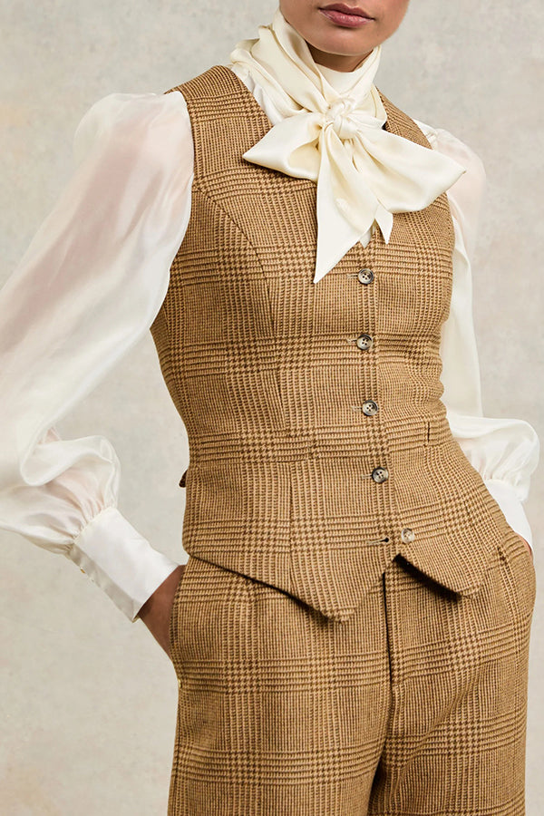 Classic Plaid Single Breasted Waistcoat