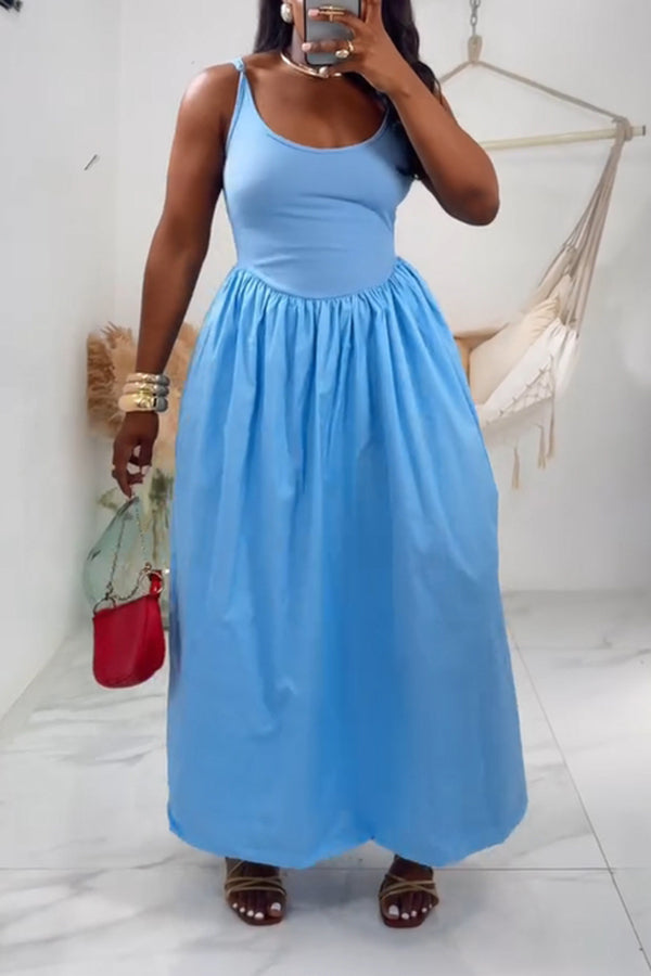 Elegant A-Line Hem Cami Maxi Dress