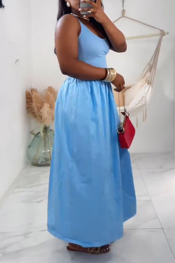 Elegant A-Line Hem Cami Maxi Dress