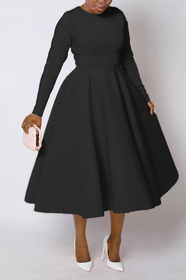 High Neck Long Sleeve Swing Dress V Neck Long Sleeve Swing Dress With Pockets Women's Long High Neck Long Sleeve Swing Dress V Neck Long Sleeve Swing Dress With Pockets Women's Long