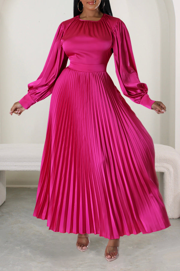 Giving Classy Satin Pleated Maxi Dress