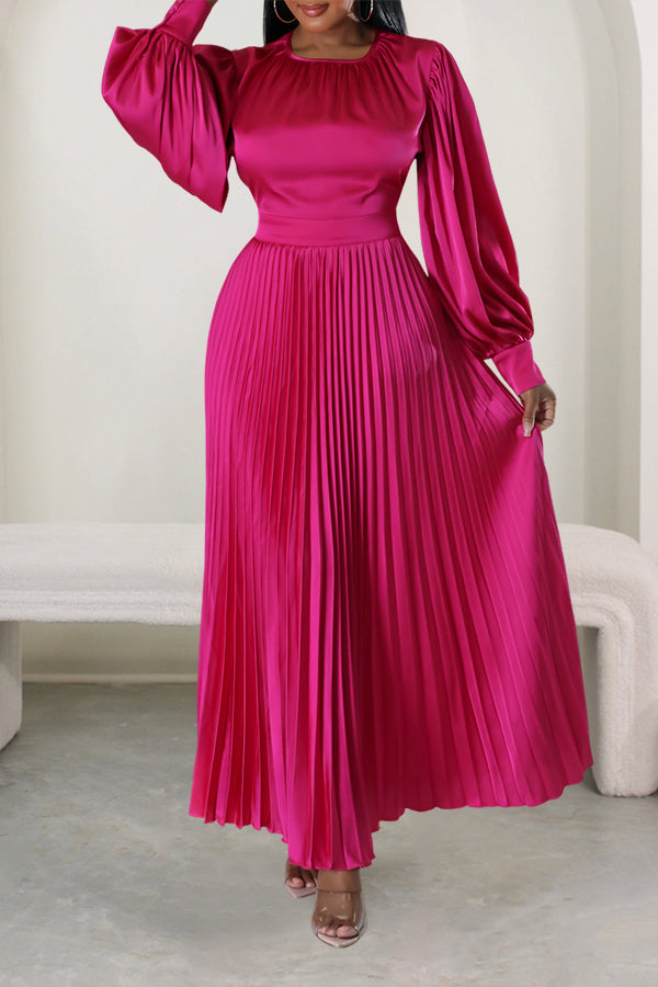 Giving Classy Satin Pleated Maxi Dress