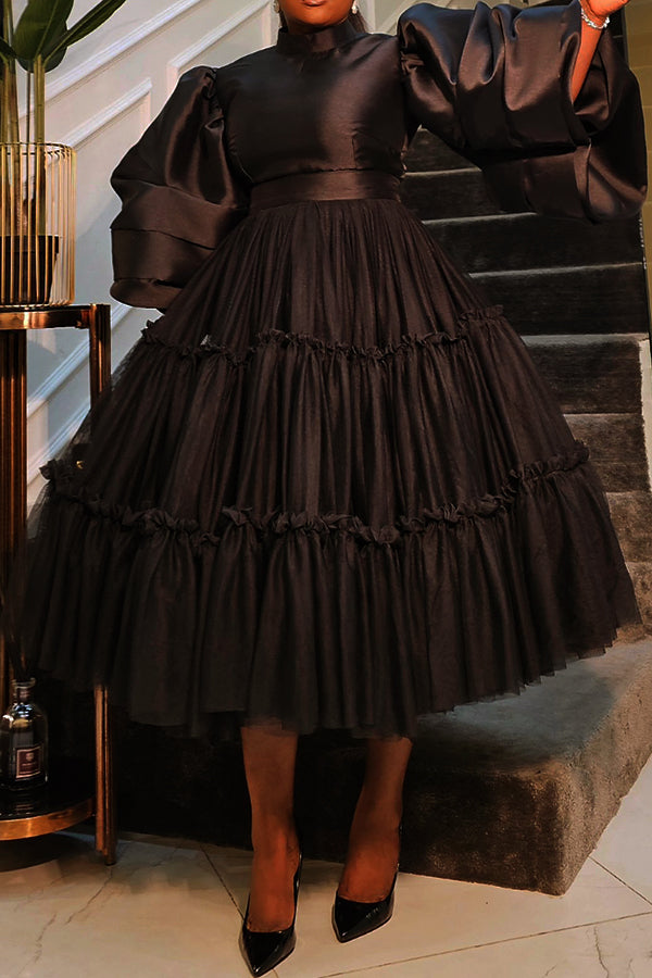 Classy Puff Sleeve Blouse & Tulle Skirt Set