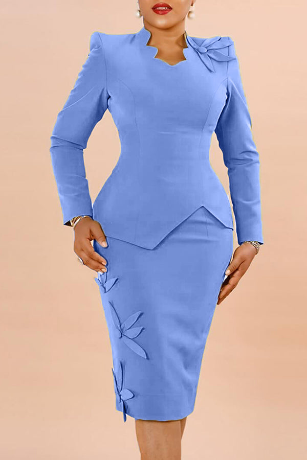 Chic Solid Asymmetrical Top & Skirt Set
