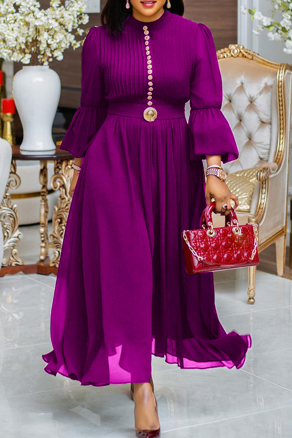 Elegant Trumpet Sleeve Chiffon Dress