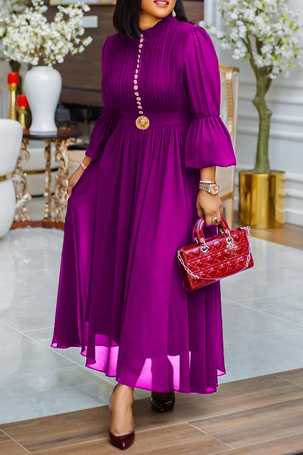Elegant Trumpet Sleeve Chiffon Dress
