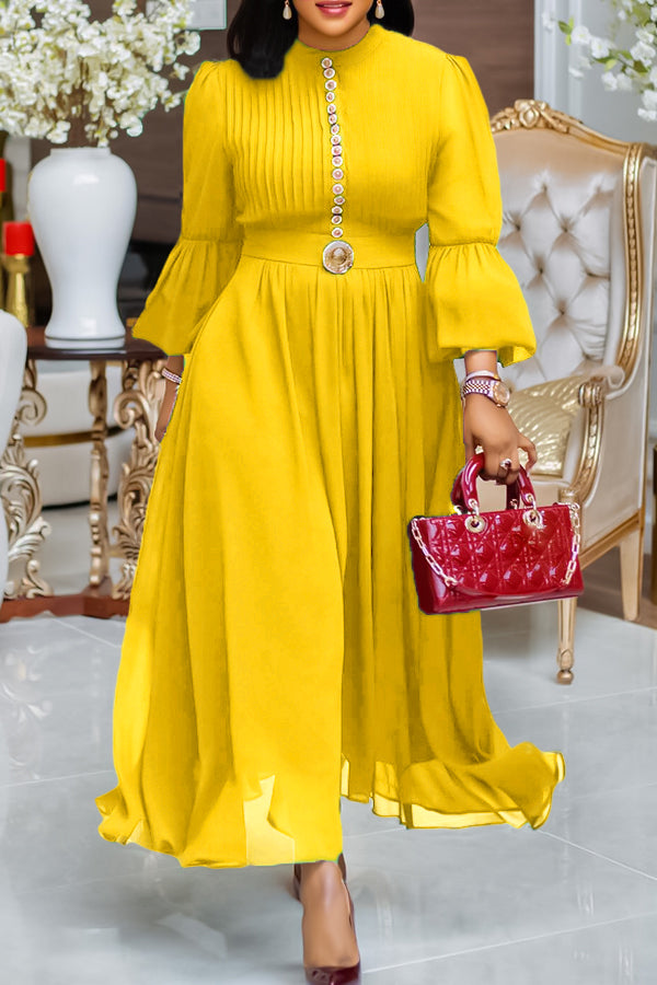 Elegant Trumpet Sleeve Chiffon Dress